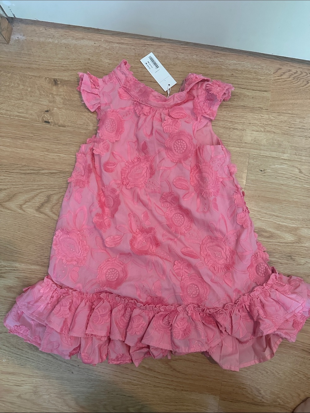 Janie and Jack Bright Pink Floral Embroidered girls dress